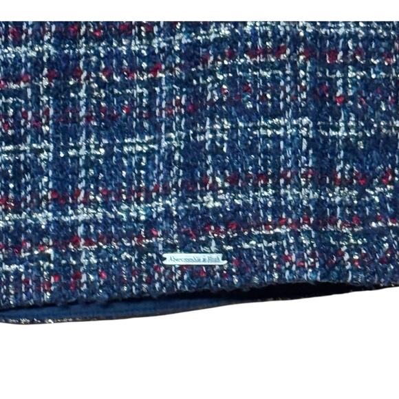 Abercrombie & Fitch Size 10 Navy Blue Wool Blend Tweed Micro Mini Skirt Preppy - Picture 2 of 7